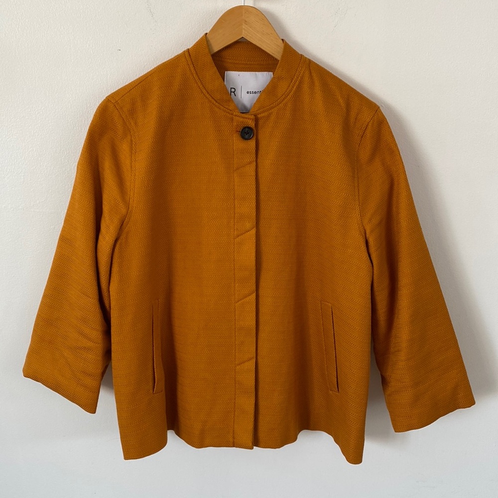 Essentials Women's Collarless Textured Jacket in Rust